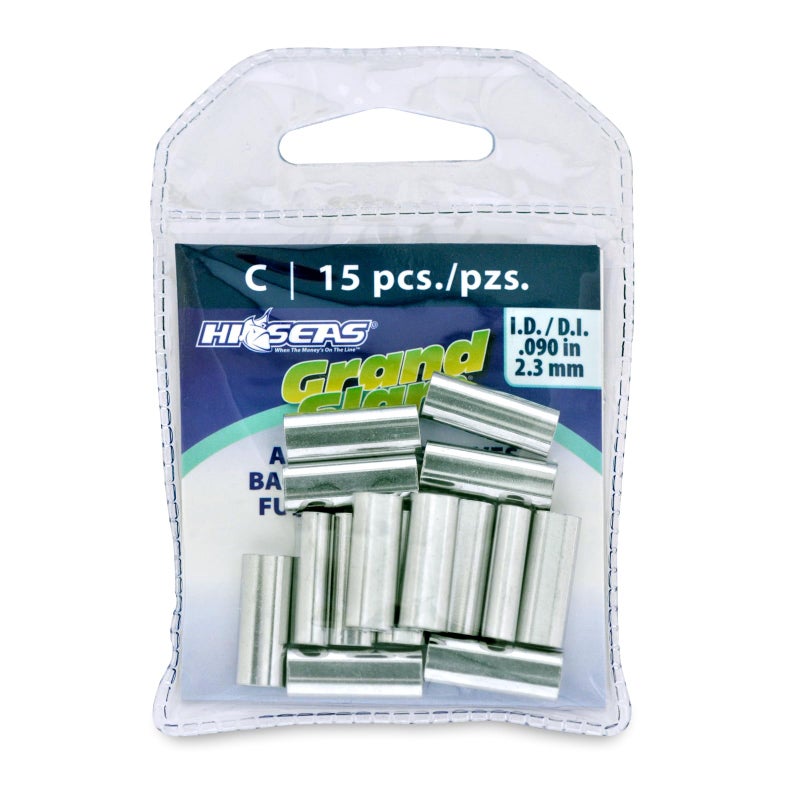 Hi-Seas أكمام ألومنيوم HI-SEAS Grand Slam، قطر داخلي 2.3 مم، تستخدم مع خط صيد أحادي بوزن 400 رطل، 15 قطعة - Image 1